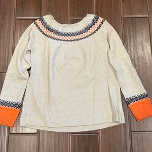 Cozy Knit Sweater with Orange and Black Pattern